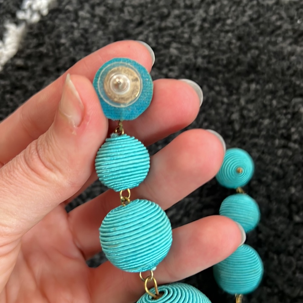 Blue Bubble Dangle Statement Earrings - image 3